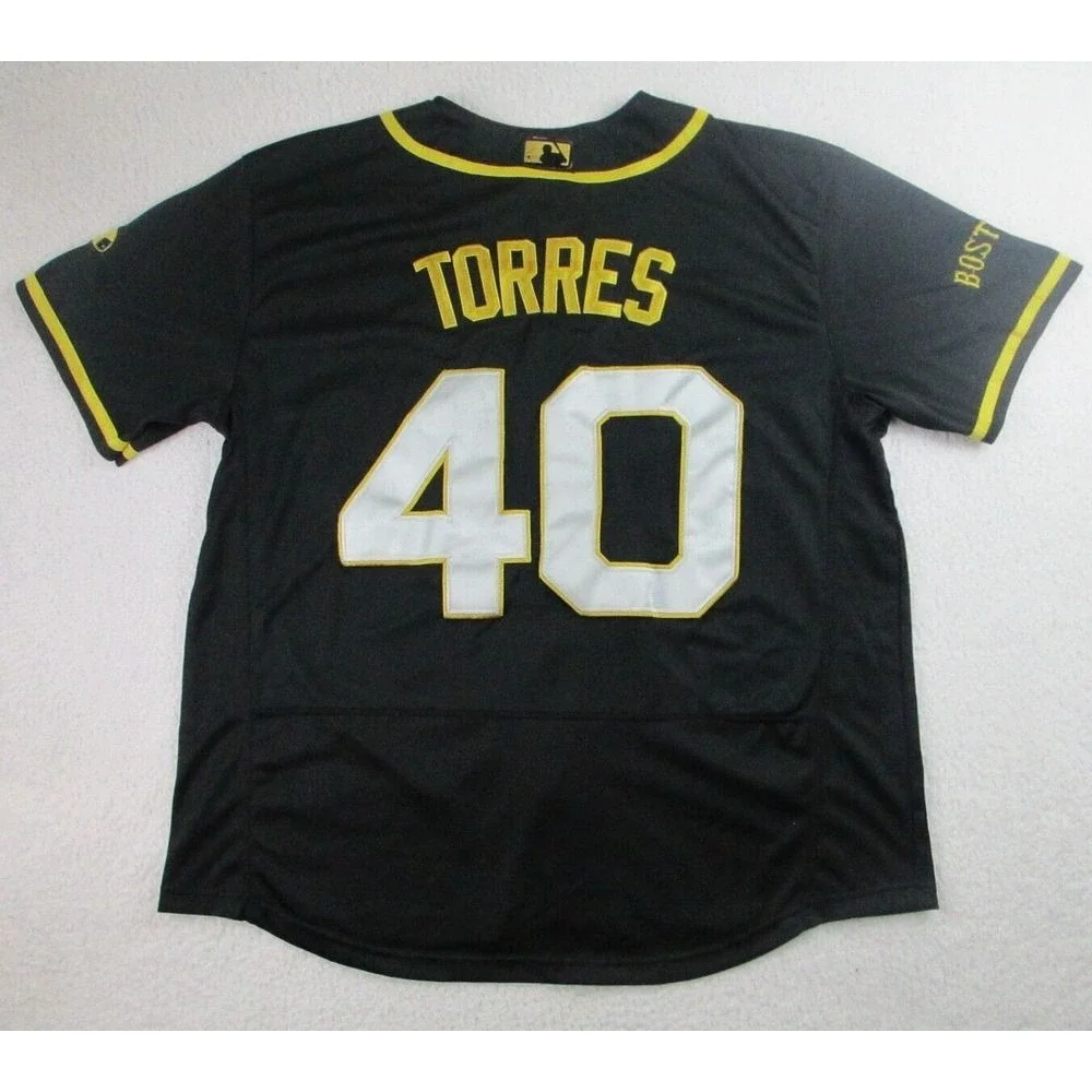 Nike‎ Boston Red Sox Mike Torres Baseball Gold Jersey Mens 48 Black Authentic